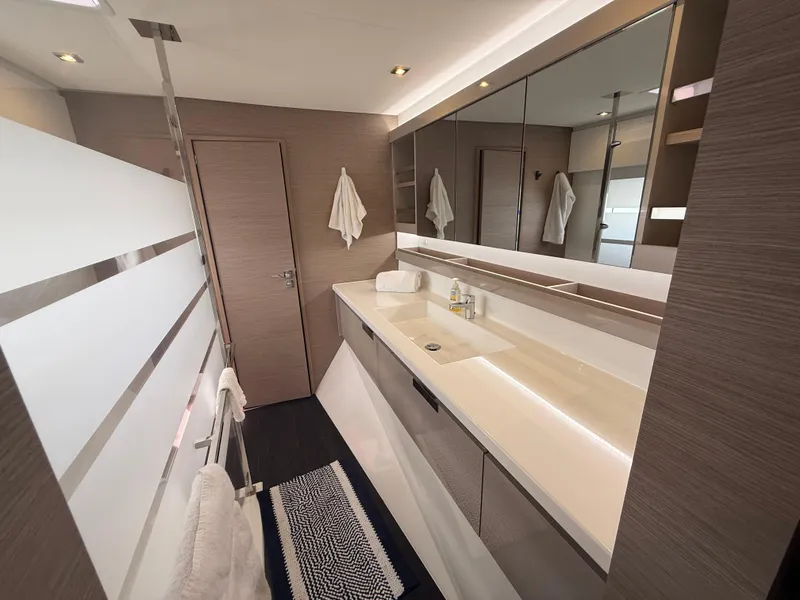 Slide: The Image of Luxurious bathroom interior of 2023 Fountaine Pajot Aura 51 yacht, featuring modern design and amenities. - 32