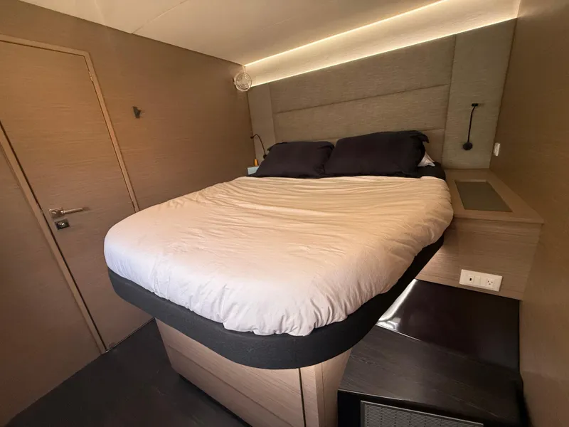 Slide: The Image of Luxurious bedroom interior of 2023 Fountaine Pajot Aura 51 yacht with modern design. - 37