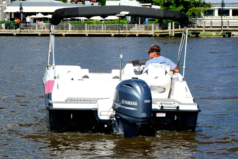 Slide: The Image of 2017 Starcraft Star Step 221 OB boat with Yamaha engine on a river. - 7