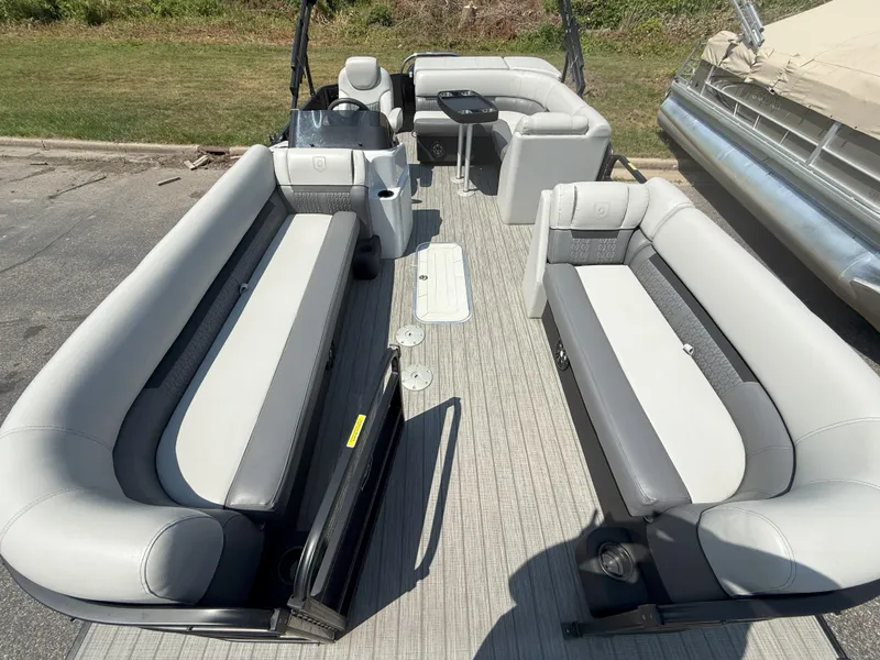 Slide: The Image of 2022 Godfrey Sweetwater 2186 C pontoon boat with spacious seating and modern design. - 6
