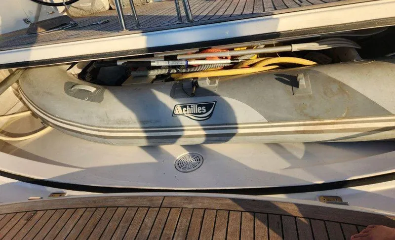 Slide: The Image of Storage compartment on 2018 X-Yachts X4.9 with Achilles inflatable boat. - 32