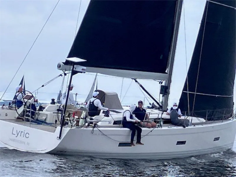 Slide: The Image of 2018 X-Yachts X4.9 sailing with crew on a calm sea. - 4
