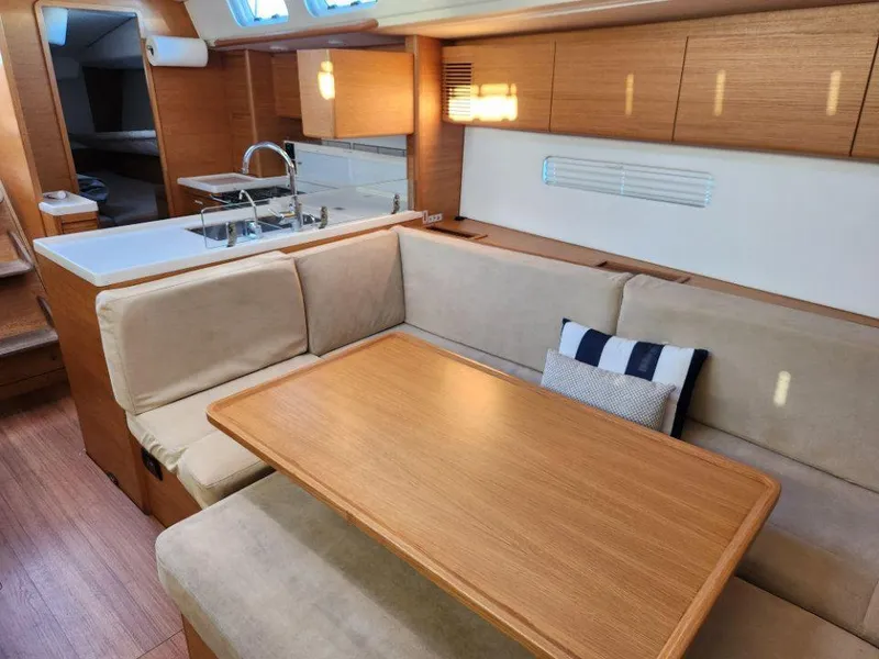 Slide: The Image of Luxurious interior of 2018 X-Yachts X4.9 sailboat with cozy seating and modern kitchen. - 42