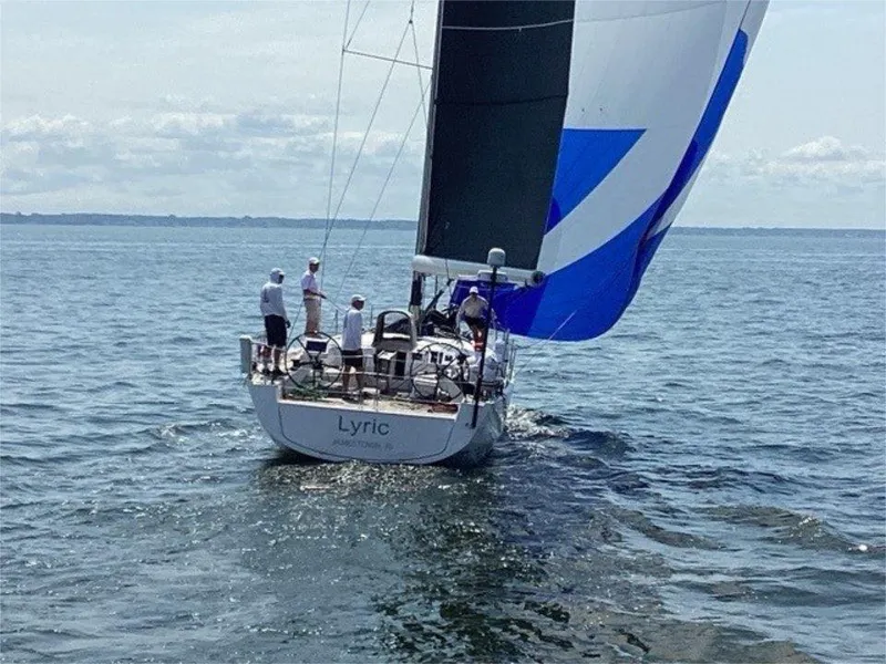 Slide: The Image of Sailing yacht X-Yachts X4.9, 2018 model, with crew on open sea. - 5