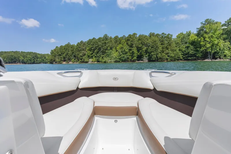 Slide: The Image of Interior of 2016 Cobalt 200 boat with lake and forest view. - 14