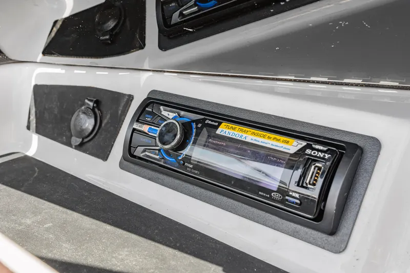 Slide: The Image of Sony stereo system in a 2016 Cobalt 200 boat dashboard. - 22