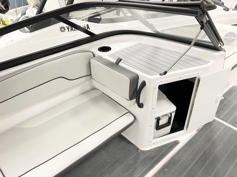 Slide: The Image of 2025 Yamaha Boats AR190 interior with sleek seating and modern design. - 9