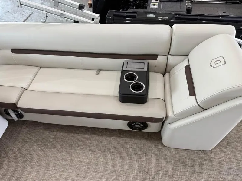 Slide: The Image of Luxurious seating on 2020 Godfrey SR 226 BF boat with cup holders and premium upholstery. - 13