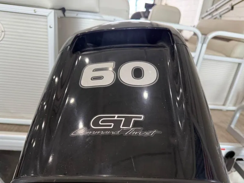 Slide: The Image of Outboard motor with "60 CT Command Thrust" label on a 2020 Godfrey SR 226 BF boat. - 16