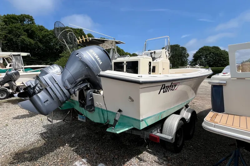 Slide: The Image of 2005 Parker 2100 Special Edition boat with Yamaha outboard motor on a trailer. - 39