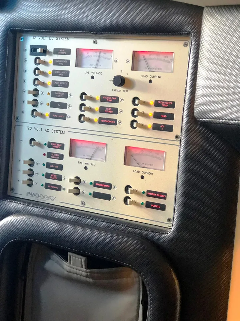 Slide: The Image of Electrical control panel on a 2013 Nor-Tech 477 SPX Vee Bottom boat. - 39