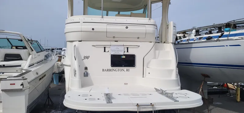 Slide: The Image of 2005 Sea Ray 390 Motor Yacht docked, rear view, Barrington, RI. - 13