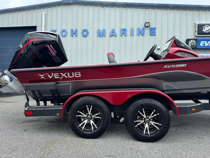 Slide: The Image of 2022 Vexus AVX2080 boat with dual axle trailer at Toho Marine dealership. - 17
