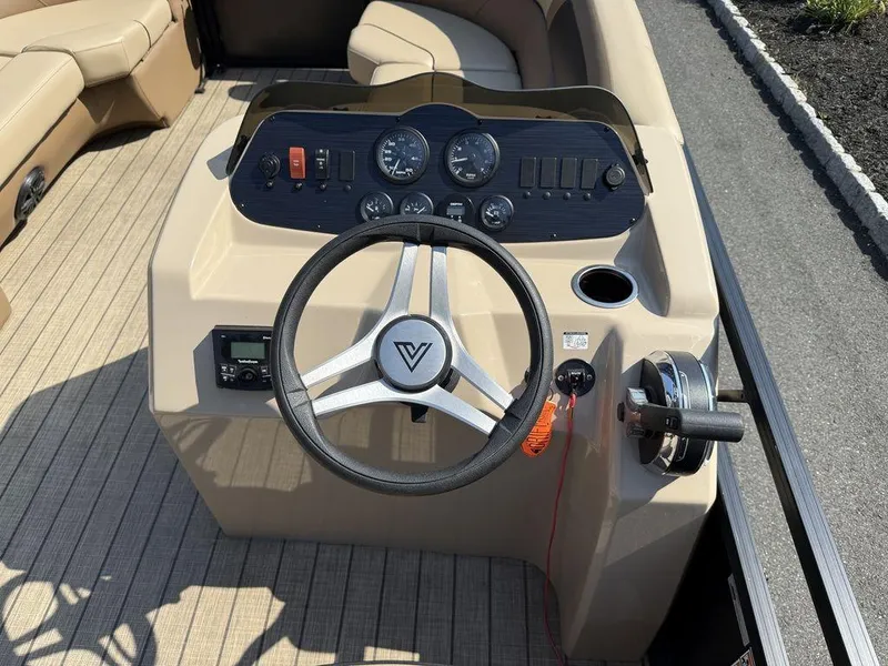 Slide: The Image of Steering console of 2022 Viaggio L22U boat with gauges and controls. - 12