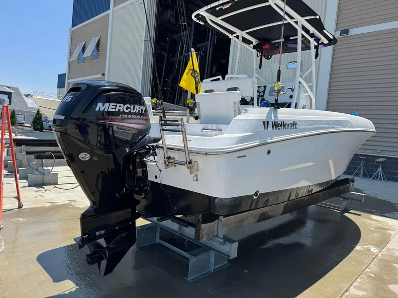 Slide: The Image of 2020 Wellcraft 182 Fisherman boat with Mercury engine on a dock. - 3