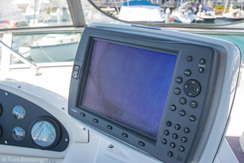 Slide: The Image of Close-up of a navigation system on a 2002 Bayliner 3988 Command Bridge Motoryacht. - 44