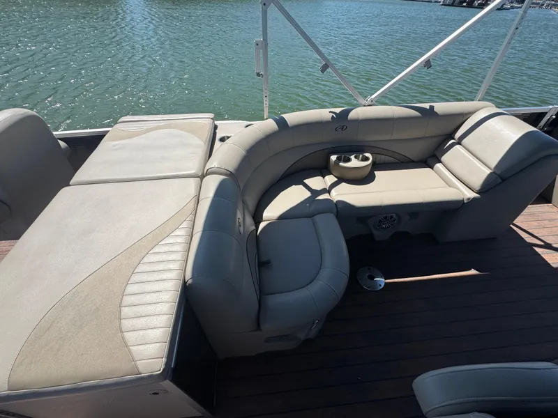 Slide: The Image of 2016 Avalon Catalina 2385 Rear Fish boat with comfortable seating on a sunny day. - 17