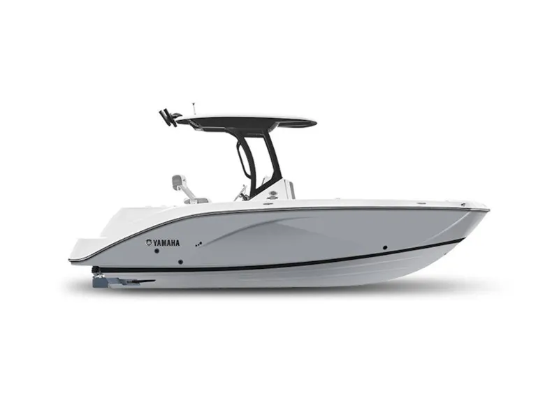 The Image of 2025 Yamaha Boats 222 FSH Sport E, sleek white design, side view. - 0