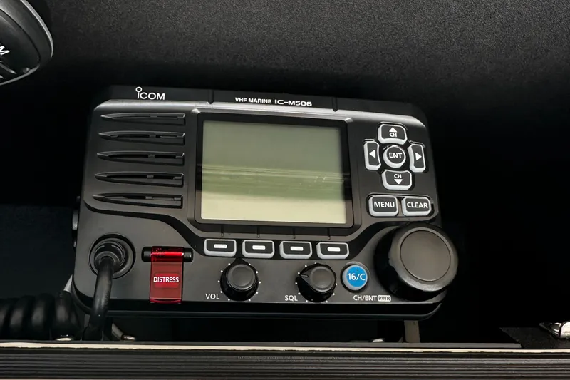Slide: The Image of ICOM VHF Marine IC-M506 radio on 2017 Grady-White Canyon 376 boat. - 28