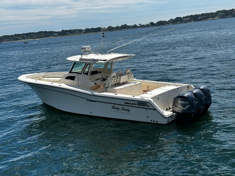 Slide: The Image of 2017 Grady-White Canyon 376 boat on water with Yamaha engines. - 5