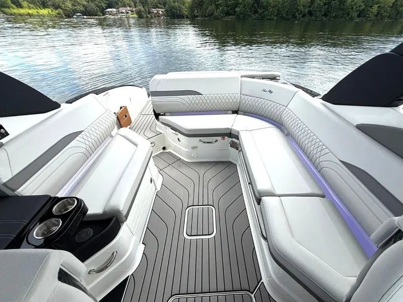 Slide: The Image of The image shows the luxurious cockpit of a 2026 Sea Ray SLX 280 with elegant seating. - 15