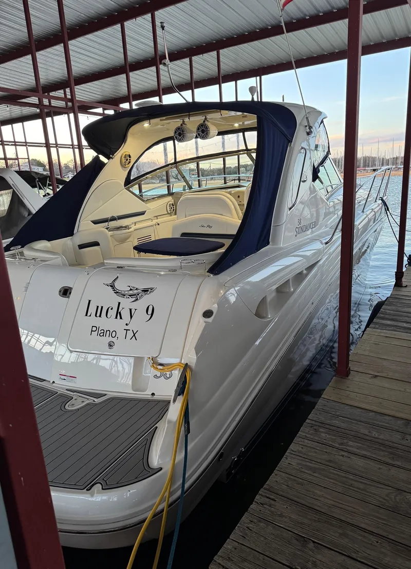 Slide: The Image of 2007 Sea Ray 38 Sundancer yacht named "Lucky 9" docked in Plano, TX. - 23
