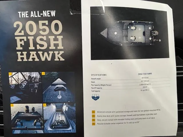 Slide: The Image of The all-new 2025 Crestliner 2050 Fish Hawk boat brochure with specifications and images. - 23