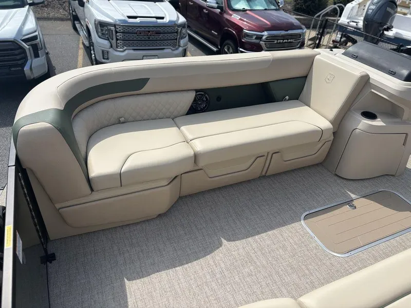 Slide: The Image of Luxurious seating on 2026 Godfrey SWEETWATER 2286 SB pontoon boat, beige upholstery. - 15