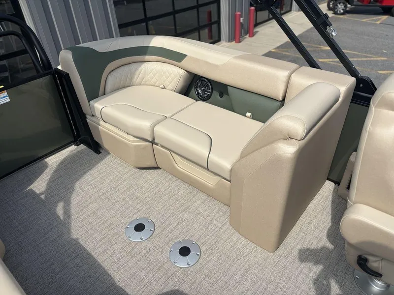 Slide: The Image of Luxurious seating on 2026 Godfrey SWEETWATER 2286 SB pontoon boat, featuring beige upholstery. - 20
