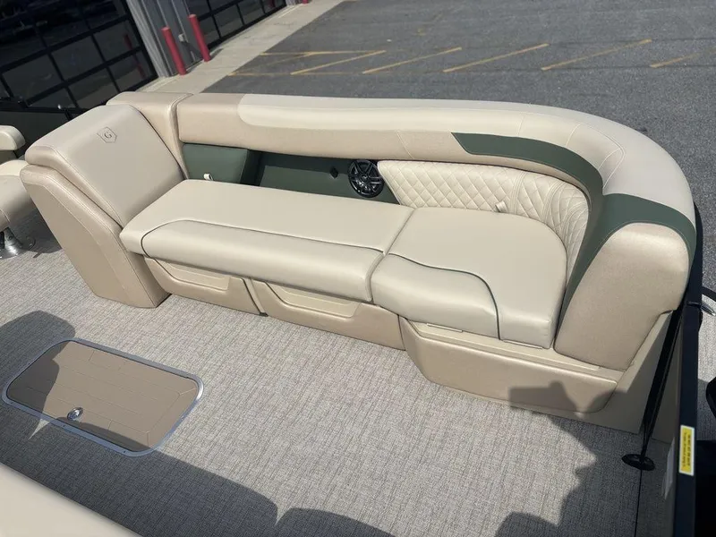 Slide: The Image of 2026 Godfrey SWEETWATER 2286 SB boat seating with beige upholstery and quilted accents. - 6