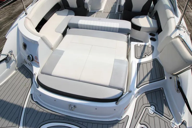 Slide: The Image of 2015 Cruisers Sport Series 238 Bow Rider interior with spacious seating and modern design. - 8
