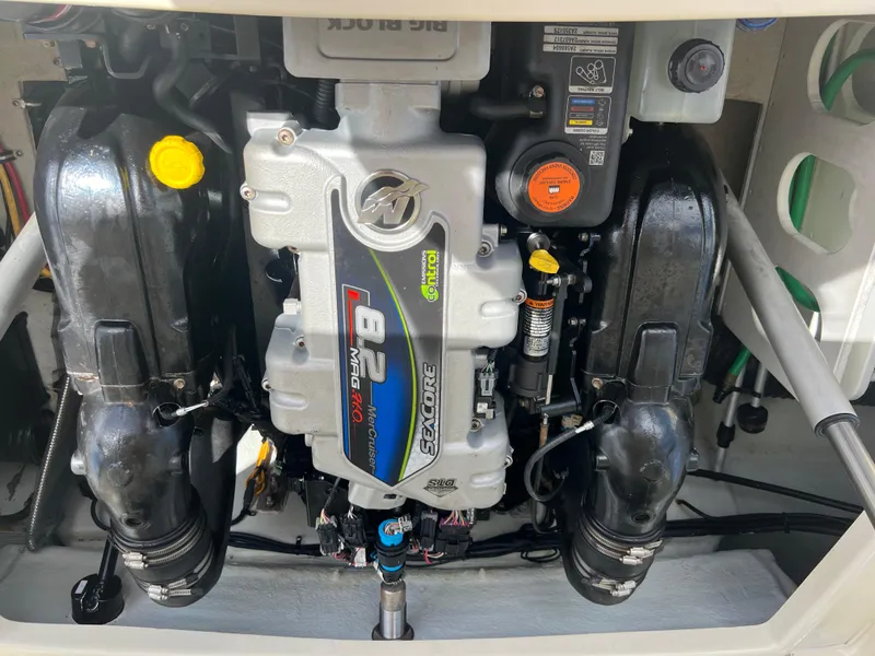 Slide: The Image of Engine compartment of 2019 Chris-Craft Corsair 27 with MerCruiser 8.2 MAG engine. - 20