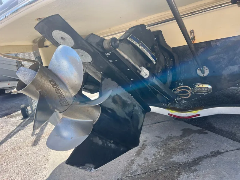 Slide: The Image of 2019 Chris-Craft Corsair 27 boat propeller and drive system close-up. - 6