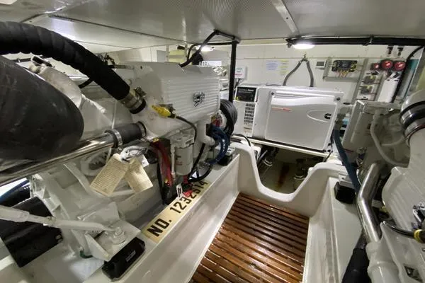 Slide: The Image of Engine room of 2011 Grand Banks 46 Eastbay SX with visible machinery and equipment. - 59
