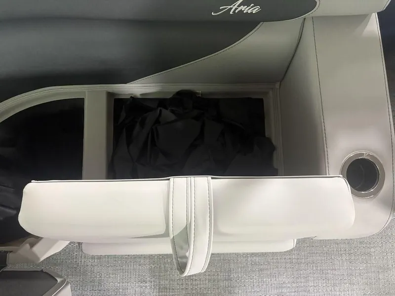 Slide: The Image of Barletta A20QC 2025 boat seat with storage compartment and cup holder. - 23