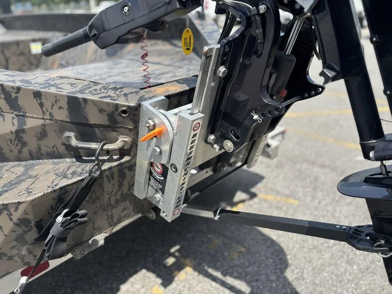 Slide: The Image of 2024 Edge Duck Boats 1756 DIAMONDBACK with camo design and motor mount detail. - 11