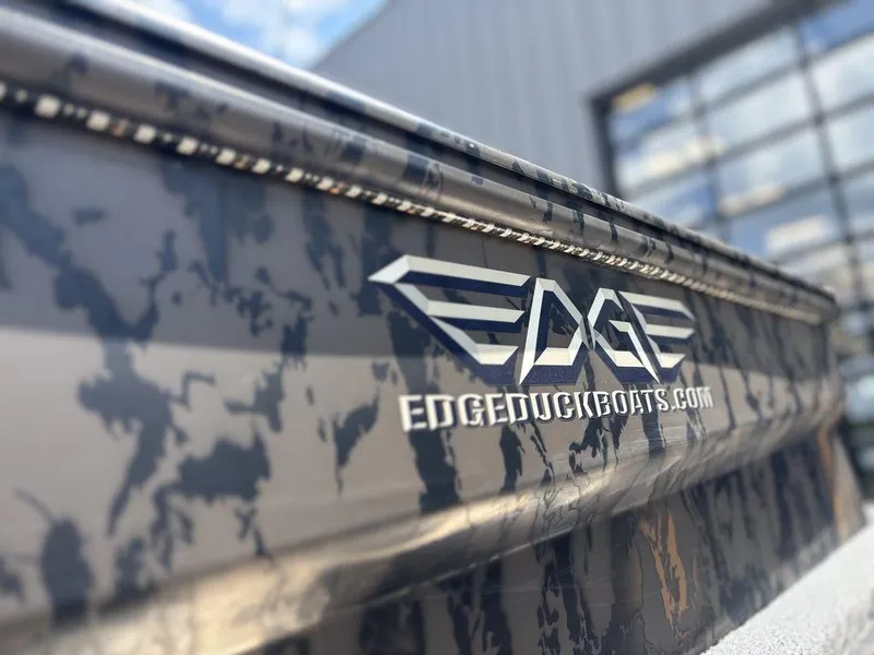 Slide: The Image of 2024 Edge Duck Boats 1756 DIAMONDBACK with camouflage design and logo. - 13