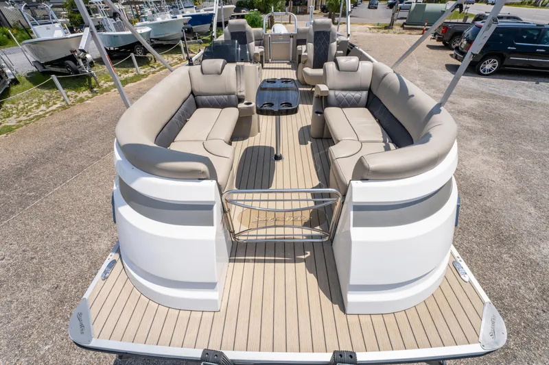 Slide: The Image of 2022 Silver Wave 2410 SW5 CLS pontoon boat with spacious seating and modern design. - 12
