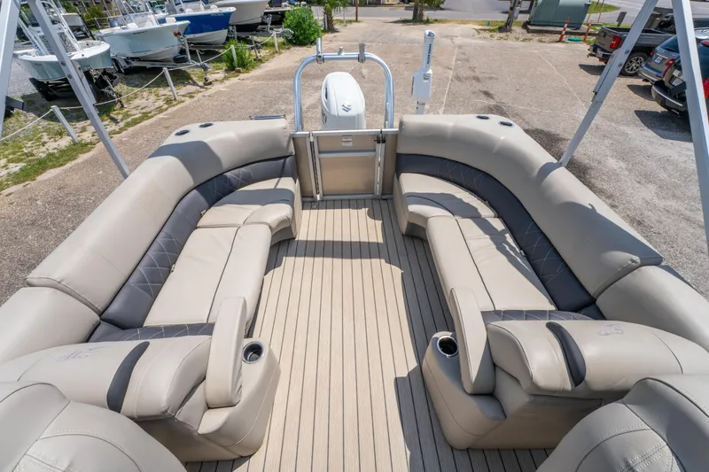 Slide: The Image of 2022 Silver Wave 2410 SW5 CLS pontoon boat with spacious seating and modern design. - 17