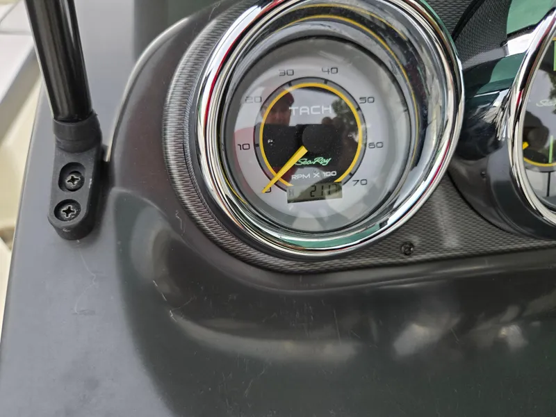 Slide: The Image of Close-up of 2012 Sea Ray 190 Sport tachometer displaying RPM. - 15