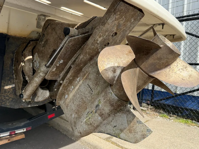 Slide: The Image of Close-up of a 2001 Larson Cabrio 270 boat propeller. - 30
