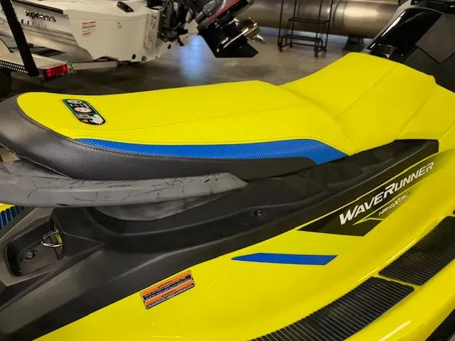 Slide: The Image of 2020 Yamaha WaveRunner EXR in vibrant yellow and blue, showcasing sleek design and comfortable seating. - 8