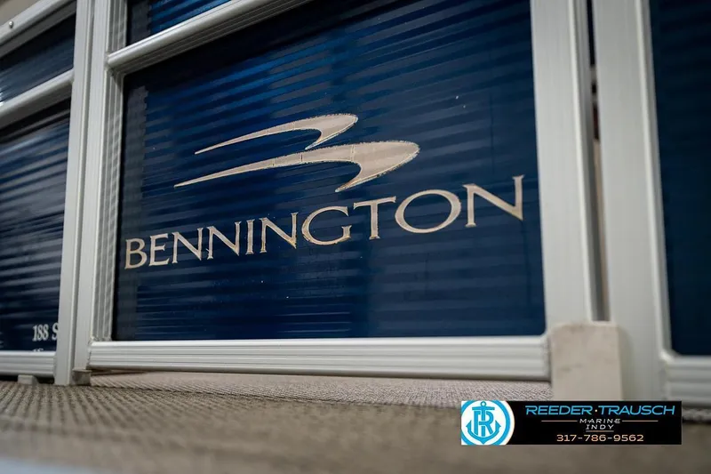 Slide: The Image of 2019 Bennington 18 SLV boat logo with Reeder-Trausch Marine contact details. - 47