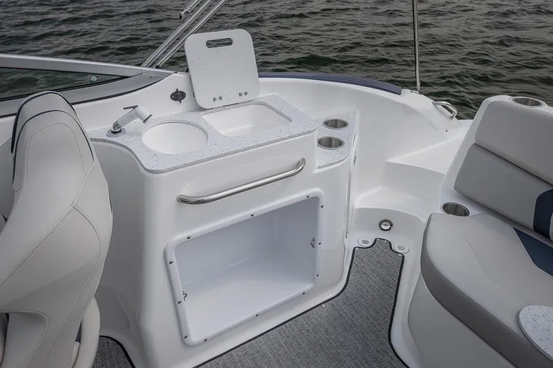 Slide: The Image of Manufacturer Provided Image: 2021 Hurricane SunDeck 2400 OB boat interior with sink and seating. - 14