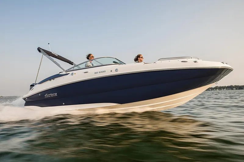 Slide: The Image of Manufacturer Provided Image: 2021 Hurricane SunDeck 2400 OB cruising on water. - 2