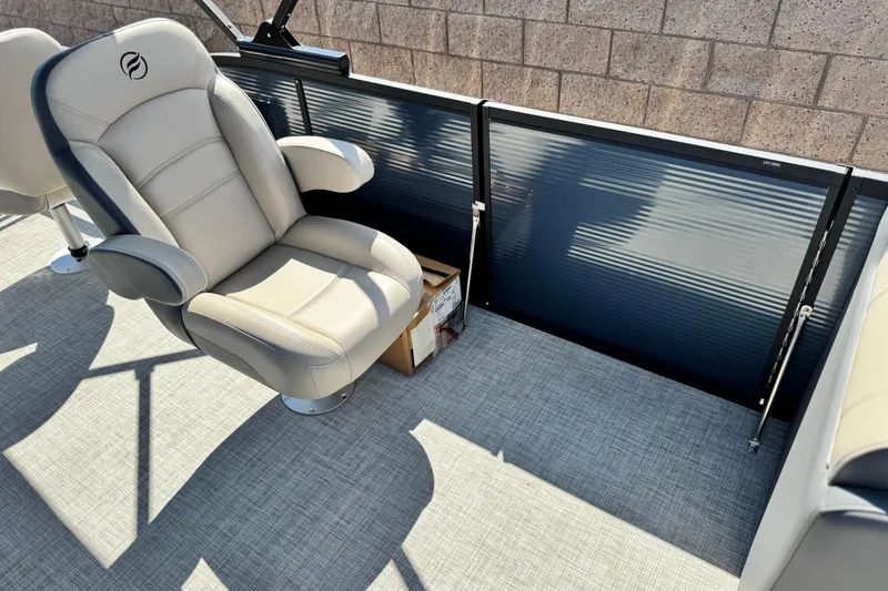 Slide: The Image of Luxurious seating on 2025 Flagship E22RF boat, featuring sleek design and comfortable upholstery. - 13