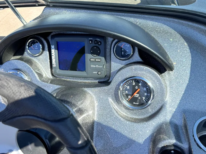 Slide: The Image of Dashboard of a 2013 Triton 190 SE boat with Lowrance Elite-5 HDI display. - 7