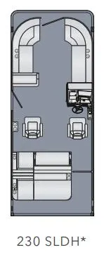 Slide: The Image of Floor plan of 2025 Harris Sunliner 230 pontoon boat, model 230 SLDH. - 2