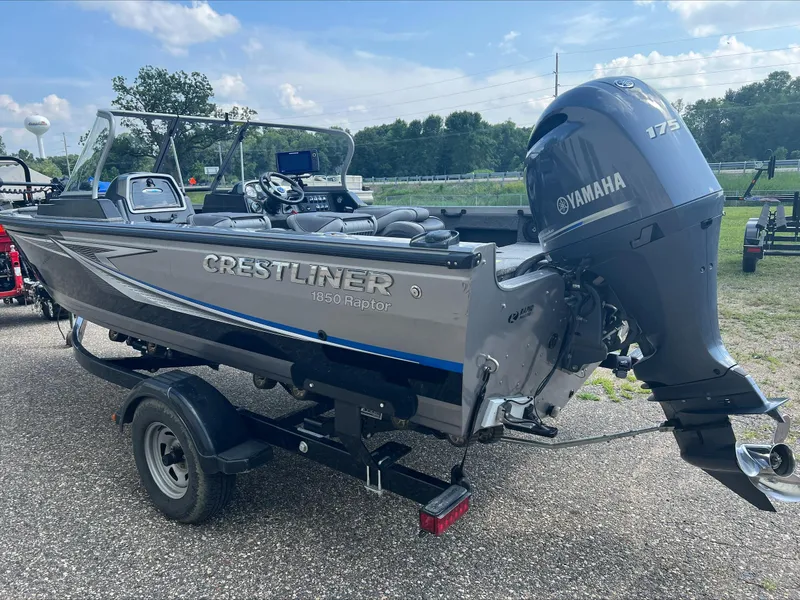 Slide: The Image of 2016 Crestliner Raptor 1850 boat with Yamaha 175 engine on a trailer. - 6