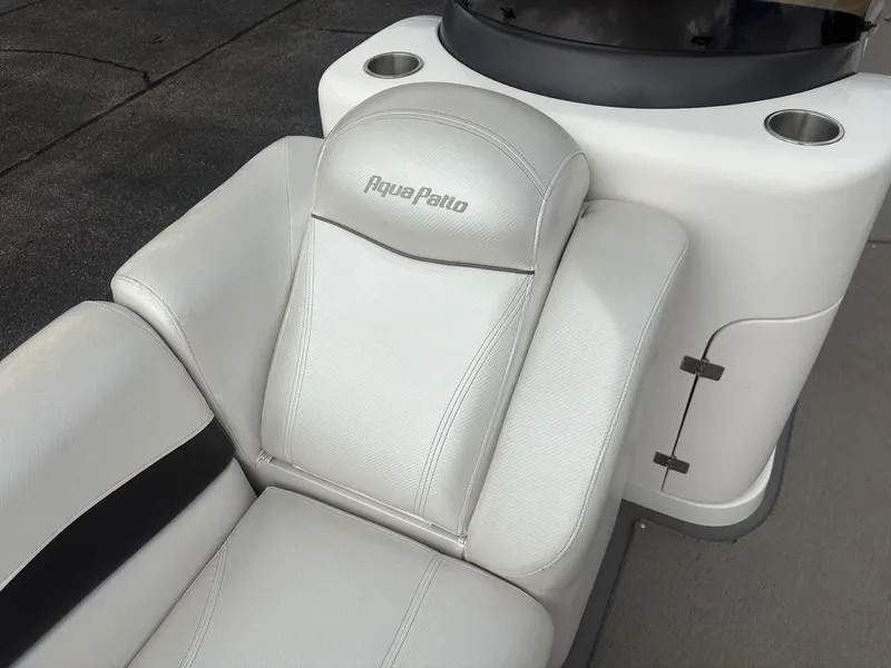 Slide: The Image of White leather seat on 2013 Godfrey Aqua Patio AP250 RL boat. - 10